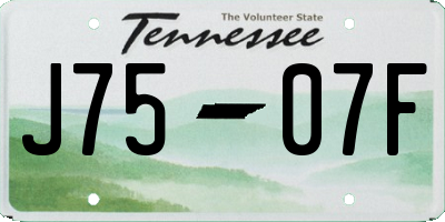 TN license plate J7507F