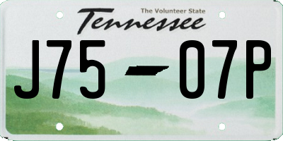 TN license plate J7507P