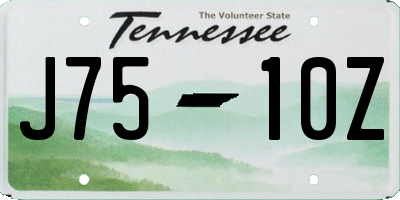 TN license plate J7510Z