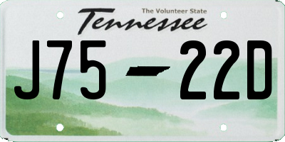 TN license plate J7522D