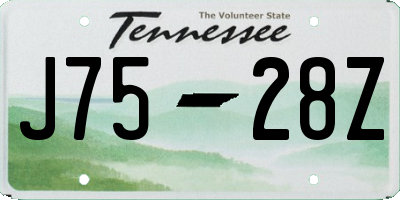 TN license plate J7528Z