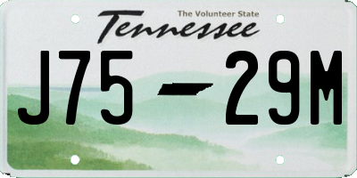 TN license plate J7529M