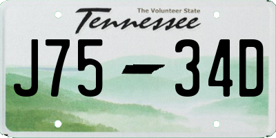 TN license plate J7534D