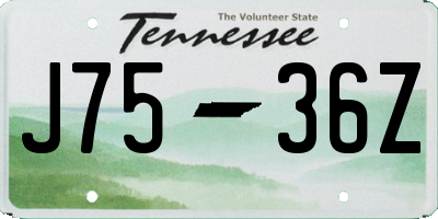 TN license plate J7536Z