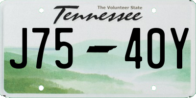 TN license plate J7540Y