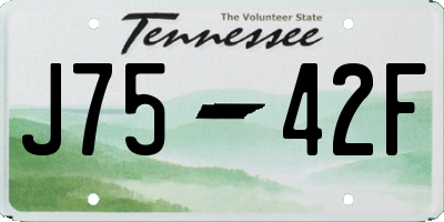 TN license plate J7542F