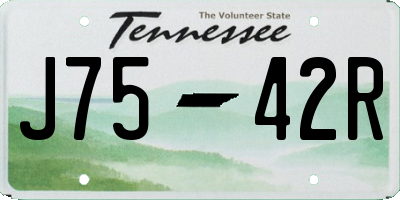 TN license plate J7542R