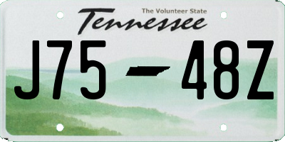 TN license plate J7548Z