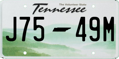 TN license plate J7549M