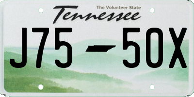 TN license plate J7550X
