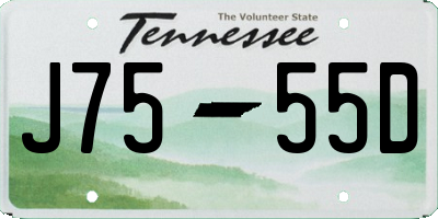 TN license plate J7555D