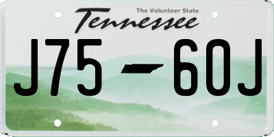 TN license plate J7560J
