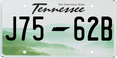 TN license plate J7562B