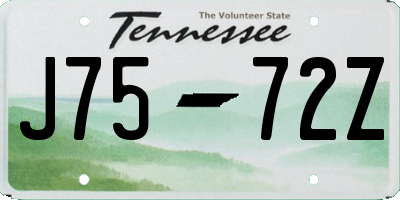 TN license plate J7572Z