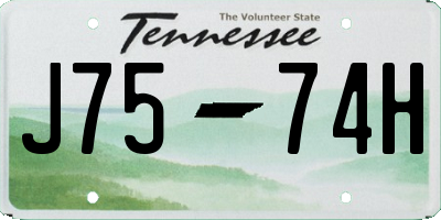 TN license plate J7574H