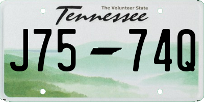 TN license plate J7574Q