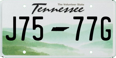 TN license plate J7577G