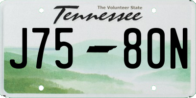 TN license plate J7580N