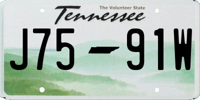 TN license plate J7591W
