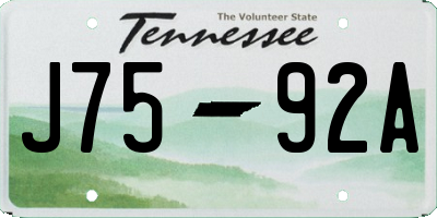 TN license plate J7592A