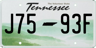 TN license plate J7593F