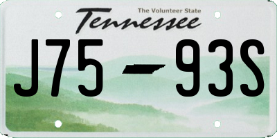 TN license plate J7593S