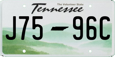 TN license plate J7596C