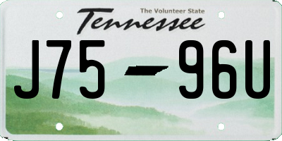 TN license plate J7596U