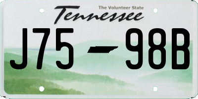 TN license plate J7598B