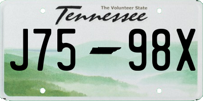 TN license plate J7598X