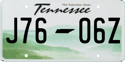 TN license plate J7606Z