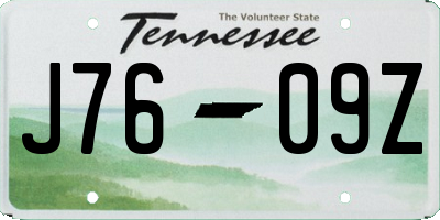 TN license plate J7609Z