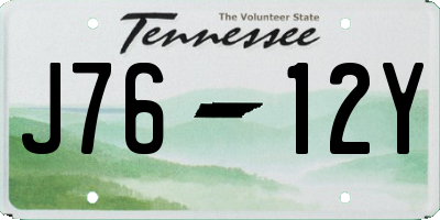 TN license plate J7612Y