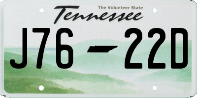 TN license plate J7622D