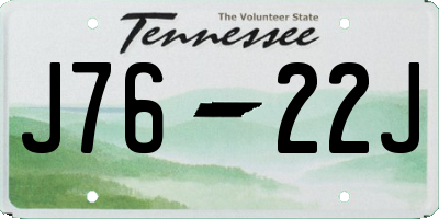 TN license plate J7622J