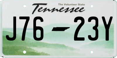 TN license plate J7623Y