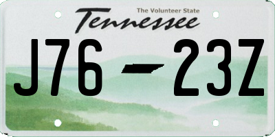 TN license plate J7623Z