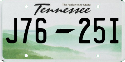 TN license plate J7625I