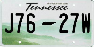 TN license plate J7627W
