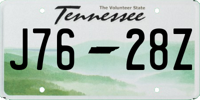 TN license plate J7628Z