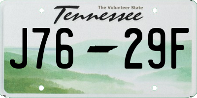 TN license plate J7629F
