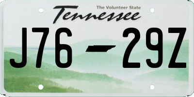 TN license plate J7629Z