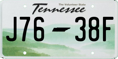 TN license plate J7638F