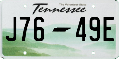TN license plate J7649E
