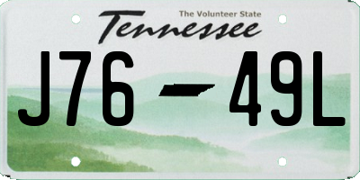 TN license plate J7649L