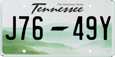 TN license plate J7649Y
