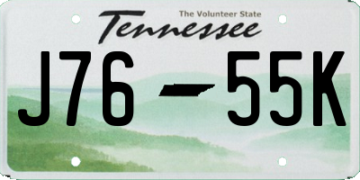 TN license plate J7655K