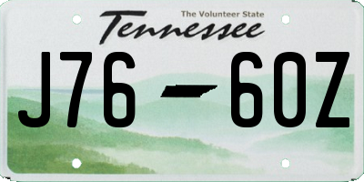 TN license plate J7660Z