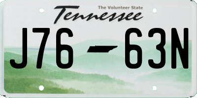 TN license plate J7663N