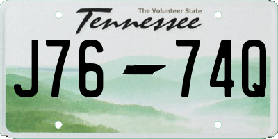 TN license plate J7674Q